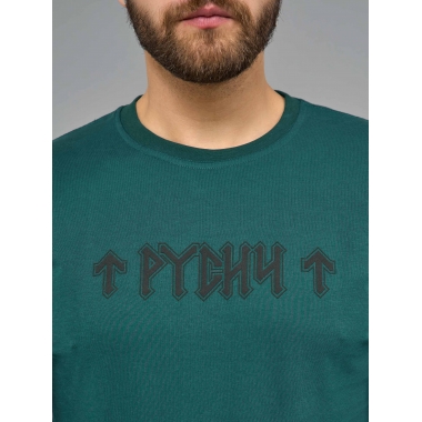 Футболка с длинным рукавом «Русич Треба» puff изумруд